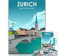 Puzzle per adulti Zurigo Svizzera Puzzle artistici 1000 pezzi per regali per adulti, giochi per famiglie, regali di compleanno Sfida alta difficoltà 26x38cm
