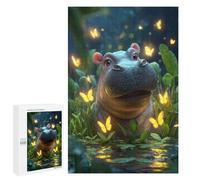 Puzzle Per Adulti1000 PCS Magical Hippo with Glowing Butterflies Puzzle Per Adulti Per Divertimento in Famiglia Attività Divertenti A Casa Gioco Stimolante Per Tutta La Famiglia 1000 PCS