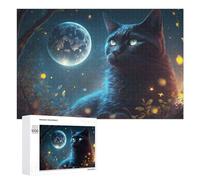 Puzzle Per Adulti1000 PCS Mystical Night Cat with Moon Puzzle Per Adolescenti Gioco Rompicapo Migliora La Memoria Aiuta Ad Allenare Il Cervello 1000 PCS