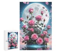 Puzzle Per Adulti1000 PCS Pink Roses Under The Moon Puzzle Per Adolescenti Gioco Rompicapo Migliora La Memoria Aiuta Ad Allenare Il Cervello 1000 PCS