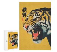 Puzzle Per Adulti1000 PCS Roaring Tiger with Japanese Text Puzzle Per Adolescenti Gioco Rompicapo Migliora La Memoria Aiuta Ad Allenare Il Cervello 1000 PCS