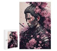 Puzzle Per Adulti1000 PCS Samurai Warrior with Cherry Blossoms-2 Puzzle Per Adolescenti Per Divertimento in Famiglia Sfida Educativa Regali Unici Per Compleanni 1000 PCS