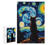 Puzzle Per Adulti1000 PCS The Starry Night Cat Puzzle Rompicapo Gioco Di Assemblaggio Di Modelli Unici Per Compleanni E Regali 1000 PCS