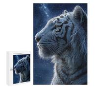 Puzzle Per Adulti1000 PCS White Tiger Portrait Under Starry Sky Puzzle Per Adolescenti Per Divertimento in Famiglia Difficile E Stimolante Ottimo Regalo Per I Giocatori 1000 PCS