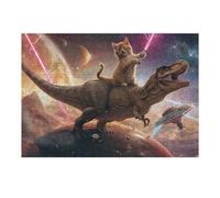 Puzzle Per Adulti1000pcs(38x26cm) Space Adventure with Dino And Kitten Puzzle Per Adolescenti Gioco Rompicapo Sfida Difficile Aiuta Ad Allenare Il Cervello 1000pcs(38x26cm)