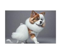 Puzzle Per Adulti1000pcs(75x50cm) Fluffy White And Brown Dog Puzzle Per Adolescenti Gioco Rompicapo Sfida Difficile Aiuta Ad Allenare Il Cervello 1000pcs(75x50cm)