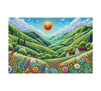 Puzzle Per Adulti1000pcs(75x50cm) Rural Serenity with Flower Fields Puzzle Per Adolescenti Gioco Rompicapo Sfida Difficile Aiuta Ad Allenare Il Cervello 1000pcs(75x50cm)