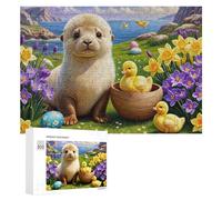 Puzzle Per Adulti300 PCS Baby Otter with Ducklings in Spring Puzzle, Rompicapo, Gioco Di Analisi E Logica, Ideale Come Regalo Per Tutta La Famiglia 300 PCS