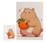 Puzzle Per Adulti300 PCS Cute Capybara with Orange Puzzle Rompicapo Gioco Di Assemblaggio Di Modelli Unici Per Compleanni E Regali 300 PCS