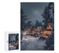 Puzzle Per Adulti300 PCS Festive Cozy Winter Cabin Puzzle Rompicapo Gioco Di Assemblaggio Di Modelli Unici Per Compleanni E Regali 300 PCS