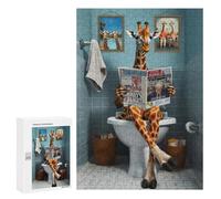 Puzzle Per Adulti300 PCS Funny Giraffe Using Toilet Puzzle Rompicapo Gioco Di Assemblaggio Di Modelli Unici Per Compleanni E Regali 300 PCS