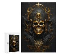 Puzzle Per Adulti300 PCS Gold Skull with Crown Puzzle Rompicapo Gioco Di Assemblaggio Di Modelli Unici Per Compleanni E Regali 300 PCS