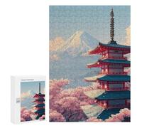 Puzzle Per Adulti300 PCS Japanese Pagoda with Cherry Blossoms Puzzle Per Adolescenti Per Divertimento in Famiglia Difficile E Stimolante Ottimo Regalo Per I Giocatori 300 PCS