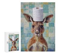 Puzzle Per Adulti300 PCS Kangaroo with Toilet Paper Hat Puzzle Rompicapo Gioco Di Assemblaggio Di Modelli Unici Per Compleanni E Regali 300 PCS