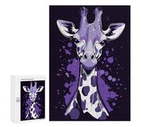 Puzzle Per Adulti300 PCS Purple Giraffe Portrait Puzzle Rompicapo Gioco Di Assemblaggio Di Modelli Unici Per Compleanni E Regali 300 PCS