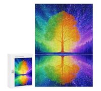 Puzzle Per Adulti300 PCS Rainbow Tree Reflection Art Print Puzzle Per Adolescenti Antistress Ogni Pezzo È Unico - Giochi Stimolanti 300 PCS