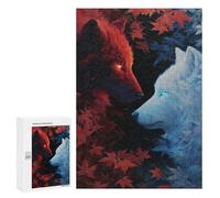 Puzzle Per Adulti300 PCS Red Vs. White Wolves A Tale of Contrast Puzzle Per Adolescenti Per Divertimento in Famiglia Sfida Educativa Regali Unici Per Compleanni 300 PCS