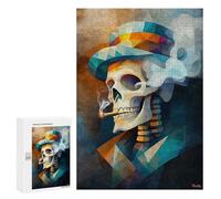 Puzzle Per Adulti300 PCS Skull Smoking A Cigarette - Cubist Minimalist Vision - Vibrant Masterpiece Inspired by Vincent Van G... Puzzle Per Adulti Giochi Per Famiglie Decorazione Per La Casa Regali Di
