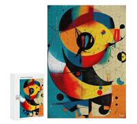 Puzzle Per Adulti300 PCS Solar Orbit - Cosmic Abstract Geometry in Cyan, Vermillion, And Gold Puzzle Per Adulti Giocattoli Fai Da Te Decorazioni Murali Regali Unici Per Compleanno E Natale 300 PCS