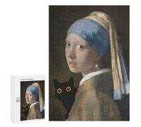 Puzzle Per Adulti300 PCS Vermeer Girl With A Cat Puzzle Rompicapo Gioco Di Assemblaggio Di Modelli Unici Per Compleanni E Regali 300 PCS