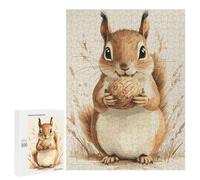 Puzzle Per Adulti500 PCS Cute Squirrel with Nut Illustration Puzzle Per Adolescenti Per Divertimento in Famiglia Difficile E Stimolante Ottimo Regalo Per I Giocatori 500 PCS