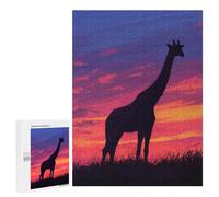 Puzzle Per Adulti500 PCS Giraffe Silhouette Sunset Puzzle Rompicapo Gioco Di Assemblaggio Di Modelli Unici Per Compleanni E Regali 500 PCS