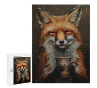 Puzzle Per Adulti500 PCS Happy Fox Drinking Tea Puzzle Per Adolescenti Gioco Rompicapo Migliora La Memoria Aiuta Ad Allenare Il Cervello 500 PCS