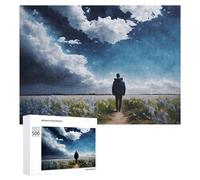 Puzzle Per Adulti500 PCS Man Walking Through Flower Field Under Stormy Sky Puzzle Per Adulti Giochi Rilassanti Antistress Regalo Di Compleanno, Regali, 500 PCS