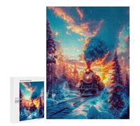 Puzzle Per Adulti500 PCS Old Train on The Tracks Puzzle Rompicapo Gioco Di Assemblaggio Di Modelli Unici Per Compleanni E Regali 500 PCS