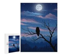 Puzzle Per Adulti500 PCS Owl Under Moonlight Puzzle Rompicapo Gioco Di Assemblaggio Di Modelli Unici Per Compleanni E Regali 500 PCS