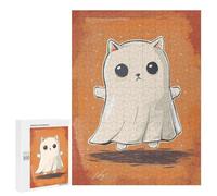 Puzzle Per Adulti500 PCS Spooky Halloween Cat Ghost Puzzle Rompicapo Gioco Di Assemblaggio Di Modelli Unici Per Compleanni E Regali 500 PCS