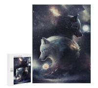 Puzzle Per Adulti500 PCS Two Wolves in The Moonlight Puzzle Rompicapo Gioco Di Assemblaggio Di Modelli Unici Per Compleanni E Regali 500 PCS