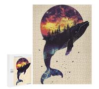 Puzzle Per Adulti500 PCS Whale Silhouette Galaxy Puzzle Rompicapo Gioco Di Assemblaggio Di Modelli Unici Per Compleanni E Regali 500 PCS
