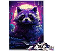 Puzzle per animali psichedelici Procione, 1000 pezzi di puzzle per adulti, puzzle in legno, con poster assortiti e foglio di quiz, 1000 pezzi (50 x 75 cm)
