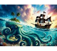 Puzzle per Bambini, 100 Pezzi, XXL - Il Tesoro del Polpo