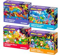 Puzzle per Bambini 4 5 6 Anni - Giochi Educativi 3 4 Anni | 4x60 Pezzi Puzzle Fluorescenti - Giocattoli Colorati con Fattoria Tropicale Oceano Animali e Uccelli - Educativi Regalo 6 7 8