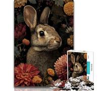 Puzzle per bambini con coniglietto fiorito, per adulti e adolescenti, 1000 pezzi, gioco per famiglie, antistress, sfida difficile, ottimi regali e giocattoli, 38x26cm