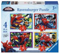 Puzzle per bambini Disney Spider-Man 4 in 1 - 12, 16, 20 e 24 pezzi, 19×14 cm