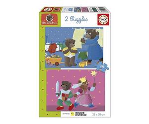 PUZZLE PER BAMBINI EDUCA Petit Ours Brun - 2x48 Pezzi in Cartone per 3+ - Tema: Orsetto