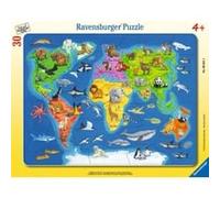 Mappa del mondo con animali puzzle per bambini