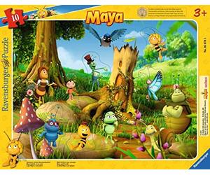 Puzzle per bambini Ravensburger 05670 - Adventures on the Poppy Meadow - Puzzle con cornice a forma di Ape Maya da 10 pezzi per bambini dai 3 anni in su