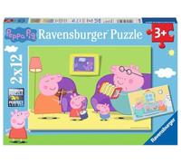 Puzzle per bambini Ravensburger 07596 - A casa con Peppa - Puzzle Peppa Pig 2x12 pezzi per bambini dai 3 anni in su