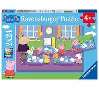 Puzzle per bambini Ravensburger - 09099 Peppa a scuola - puzzle per bambini dai 4 anni in su, puzzle Peppa Pig con 2 x 24 pezzi