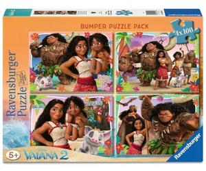 Puzzle per bambini Ravensburger 12004126 - Moana 2: Adventures in Oceania - Puzzle da 4 pezzi da 100 pezzi in una scatola, per gli amici dei puzzle e i fan della Disney dai 5 anni in su