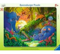 Puzzle per bambini Ravensburger 12004251 - tramonto nella giungla - Puzzle con cornice da 36 pezzi con animali, per bambini dai 4 anni in su