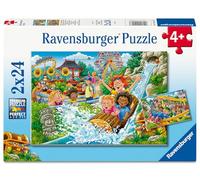 Puzzle per bambini Ravensburger 12004258 - parco divertimenti - 2 puzzle allegri e colorati, ciascuno con 24 pezzi, per bambini dai 4 anni in su