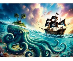 Puzzle per bambini Ravensburger 12004263 - Il tesoro del Kraken - puzzle pirata da 100 pezzi, per bambini dai 6 anni in su