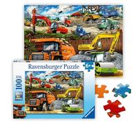 Ravensburger Puzzle da 100 pezzi con veicoli da costruzione, giocattolo coinvolgente ed educativo per bambini, durevole e di lunga durata, stimola la creatività e la risoluzione dei problemi,