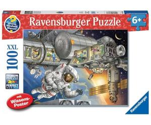 Puzzle per bambini Ravensburger 13366 - Sulla stazione spaziale - Perché? Perché? Poster informativo «Why Puzzle», formato XXL +, da 100 pezzi, per appassionati dello spazio a partire dai 6 anni