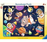 Ravensburger Puzzle Animali nello spazio con cornice, 40 pezzi, a partire dai 4 anni